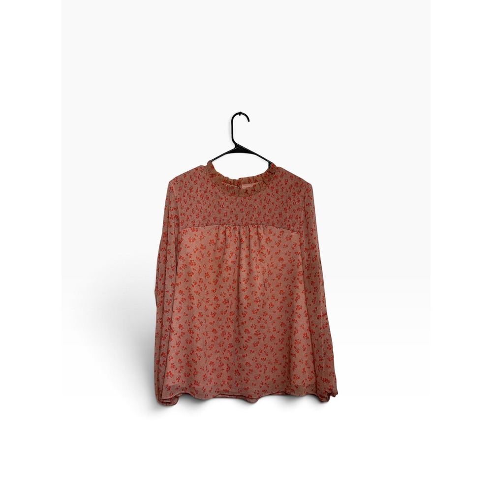 Boden Floral Smocked Ruffle Blouse Terracotta Orange Boho Plus Size 18 W0255